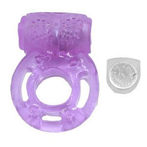 Anel Peniano Com Vibrador E Textura Estimuladora Formato Borboleta Sexy Import - Roxo
