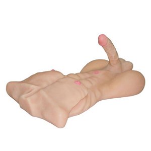 Masturbador Masculino Tórax Masculino Realístico Com Pênis Sexy Import - Bege