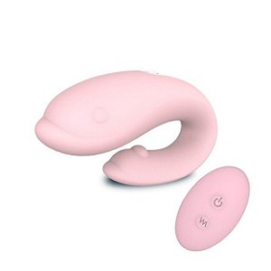 Vibrador De Casal Golfinho Recarregável Com Controle Winter Rtc - Rosa