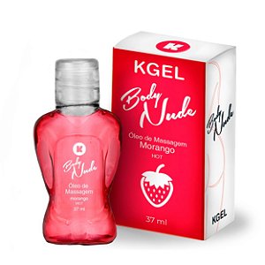 Body Nude óleo De Massagem Hot Beijável 37ml Kgel - Morango