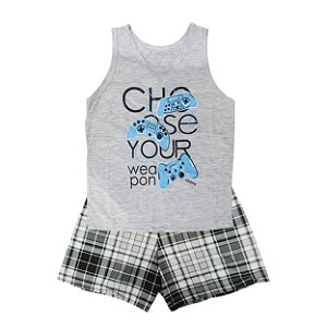 Pijama Regata Baby Menino Em Meia Malha Victory - Cinza Mescla - 3