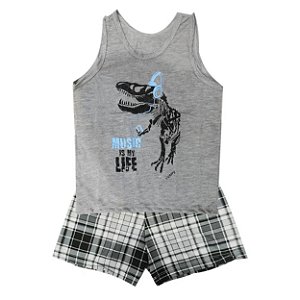 Pijama Regata Baby Menino Em Meia Malha Victory - Chumbo - 1