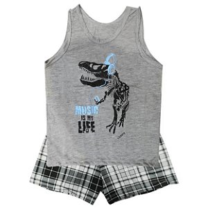 Pijama Regata Infantil Menino Em Meia Malha Victory - Chumbo - 10