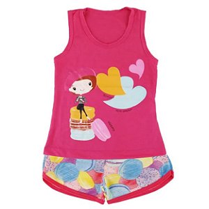 Short Doll Nadador Bella Juvenil Meia Malha Victory - Pink - 12