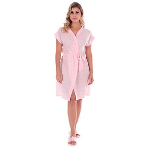 Robe Listrado Em Meia Malha Victory - Rosa - P