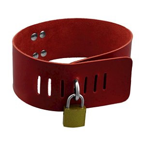 Coleira Carrara Com Cadeado Dominatrixxx - Vermelho