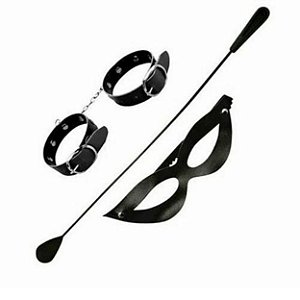 Kit Tiazinha Trio Algema Fina Dominatrixxx - Preto