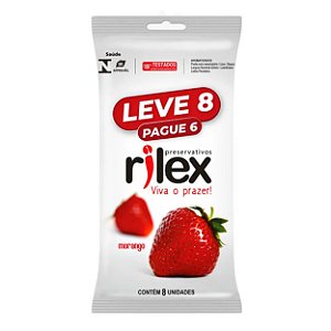 Preservativo Lubrificado Com Aroma De Morango Leve 8 Pague 6 Rilex - Morango