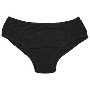 Calcinha Cotton Lisa Com Cós Largo Plus Size Rexton - Preto - 48