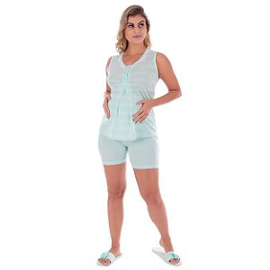 Bermudoll Listrado Gestante Em Meia Malha Victory - Verde - G