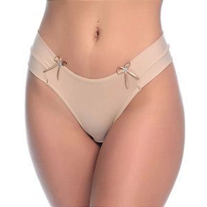 Calcinha Tanga Lisa Com Detalhes De Lacinhos Rexton - Chocolate - P
