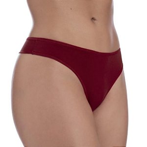 Calcinha Em Microfibra Fio Duplo Liso Com Laço Rexton - Vinho - P