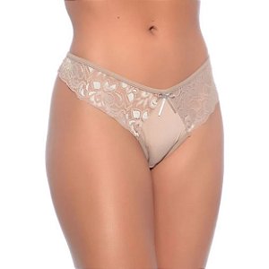 Calcinha Lisa Com Fio Duplo E Renda Rexton - Chocolate - G