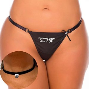Kit Calcinha C/ Frases Picantes E Chocker Pimenta Sexy - Frase Fode Minha Esposa Seu Fdp