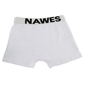 Cueca Boxer Em Cotton Juvenil Elástico Personalizado Nawes - Branco - P