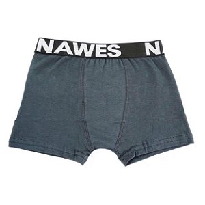 Cueca Boxer Em Cotton Juvenil Elástico Personalizado Nawes - Grafite - M