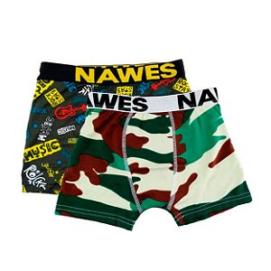 Kit Com 2 Cuecas Boxer Infantil Em Microfibra Estampada Nawes - P