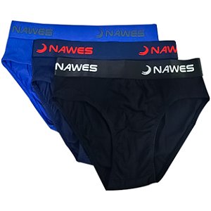 Pacote Com 3 Cuecas Slip Adulto Cós Canelada Em Algodão Nawes - GG
