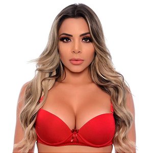 Sutiã Basico Com Bojo Liso Patitex - Vermelho - GG