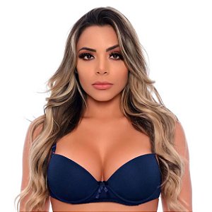 Sutiã Basico Com Bojo Liso Patitex - Azul Marinho - GG