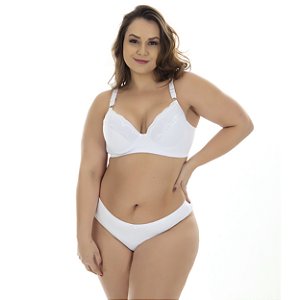 Conjunto Sensual Cris Plus Size Patitex - Branco - 52