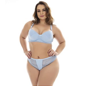 Conjunto Sensual Solange Plus Size Patitex - Azul Claro - 48
