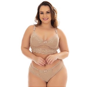 Conjunto Selma Sem Bojo Plus Size Patitex - Chocolate - 48