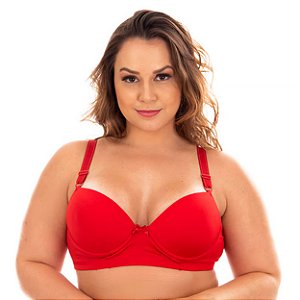 Sutiã Liso Plus Size Reforçado Patitex - Vermelho - 52