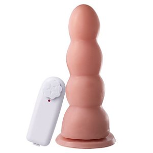 Plug Anal Com Vibrador E Ventosa 17,5 X 5 Cm Soulsex - Bege