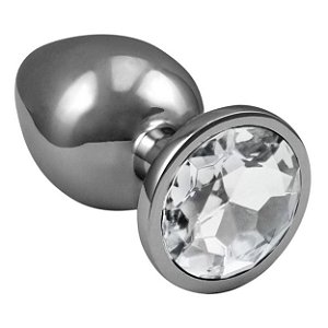 Plug Anal Grande De Aço Inoxidável Cônico Com Cristal Arredondado Lf Import - Cristal