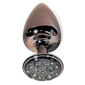 Plug Anal M Em Metal Com Pedra Cravejada Em Strass Hard - Preto