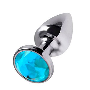 Plug Anal Prata Com Joia Diversão Ao Cubo - Azul