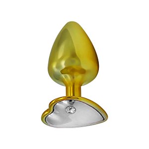 Plug Anal De Metal Dourado Com Pedra De Coração Hard - Cromado