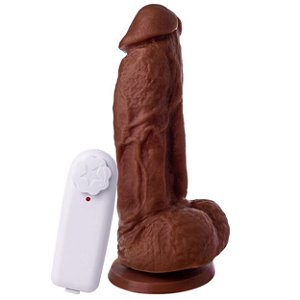 Pênis Com Vibrador Ventosa E Escroto 18 X 4 Cm Soulsex - Chocolate