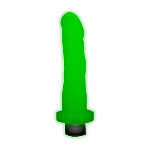 Pênis de Borracha Com Vibrador Fosforescente 16x3,7cm K Gel