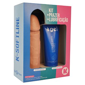 Kit K-softline Lubrificante íntimo Tradicional + Pênis de Borracha K Gel - Bege