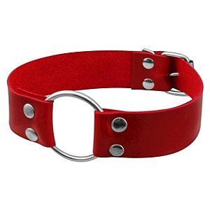 Gargantilha Com Argola Média Dominatrixxx - Vermelho