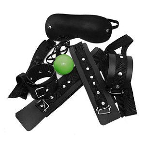 Kit Algema E Tornozeleira Com Tiras Bola E Venda Dominatrixxx - Verde
