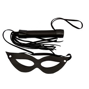 Kit Tiazinha Com Chicote 20cm Liso Dominatrixxx - Preto