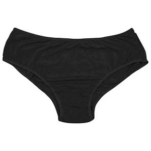 Calcinha Cotton Lisa Com Cós Largo Plus Size Rexton - Preto - 50