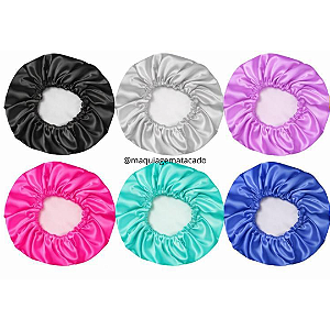 Kit 06 Unidades Touca de Cetim Antifrizz Para Cabelo Cores Aleatórias