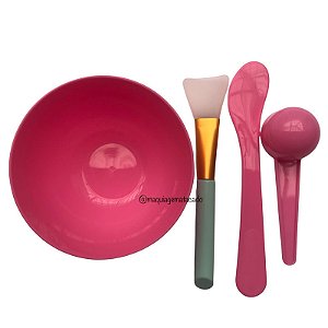 Kit Acessórios para Skincare - Bowl/Tigela, Espátula, Pincel de Silicone e Medidor