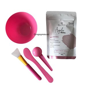 Kit Acessórios para Skincare e Argila Rosa Facial, Capilar e Corporal Blue Moon