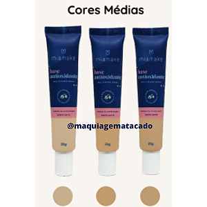 Kit  03 Unidades Base Antioxidante Multifuncional Mia Make Cores Médias