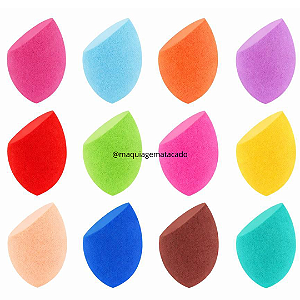 Esponja Para Maquiagem Gota Chanfrada ML1011 Cor Aleatória com Caixinha - Atacado Box 12 Unidades