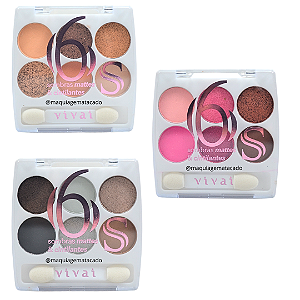 Kit 03 Unidades Paleta de Sombras Mattes e Cintilantes Estojo 6S Vivai 4072