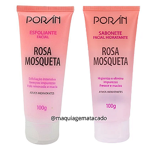 Kit 01 Esfoliante Facial Rosa Mosqueta Porán PR56 e 01 Sabonete Facial Hidratante Rosa Mosqueta Porán PR55