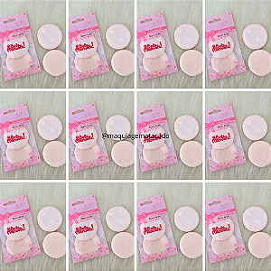 Esponja Para Pó Redonda com 02 Unidades QBM507 Atacado Box com 12 Kits