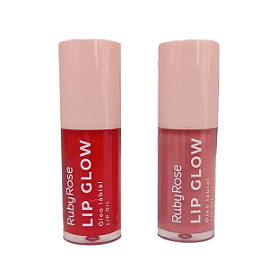 Kit 02 Unidades Lip Glow Óleo Labial Lip Oil Ruby Rose HBL6502 Linha Rosa