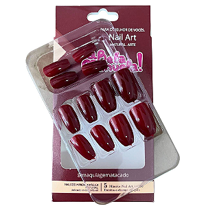 Unhas Postiças Autocolante Q Bela Manuela Vinho QBM751